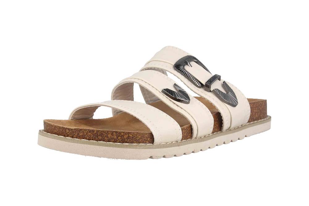 Fitters Footwear Pantoletten In Übergrößen Beige 2TM12004 Camille Beige Große Damenschuhe