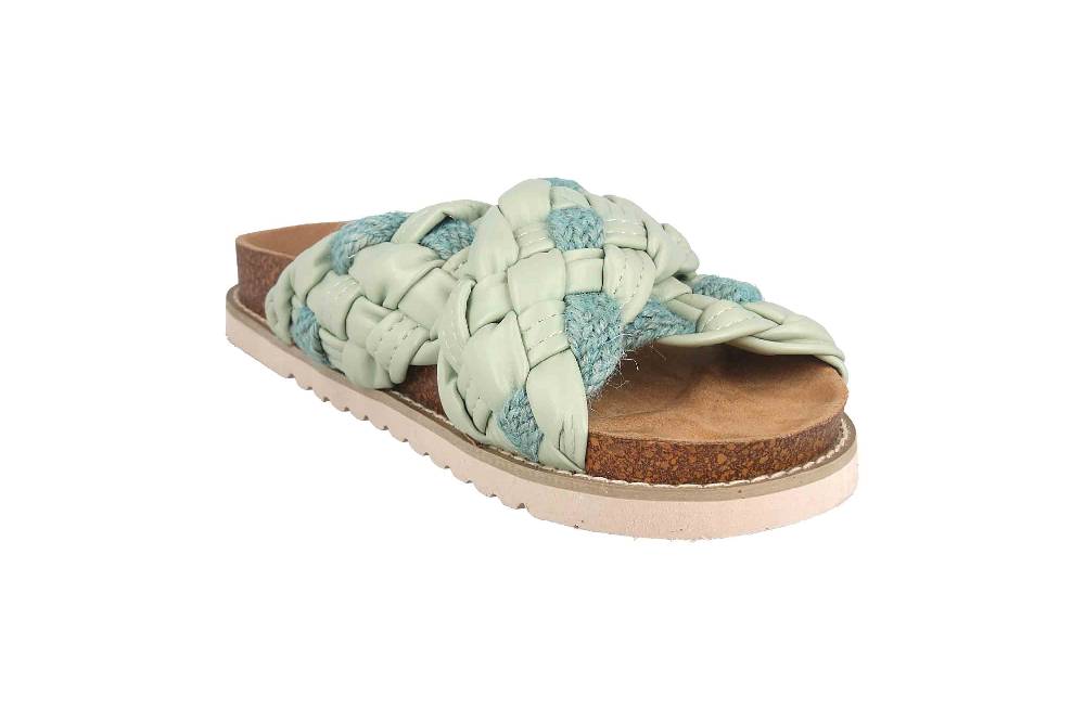 Fitters Footwear Pantoletten In Übergrößen Grün 2TM12002 Alice Mint Große Damenschuhe