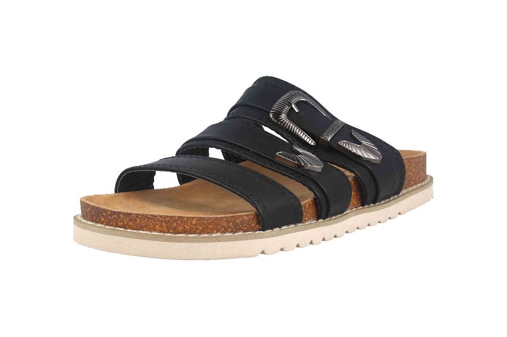 Fitters Footwear Pantoletten In Übergrößen Schwarz 2TM12004 Camille Black Große Damenschuhe