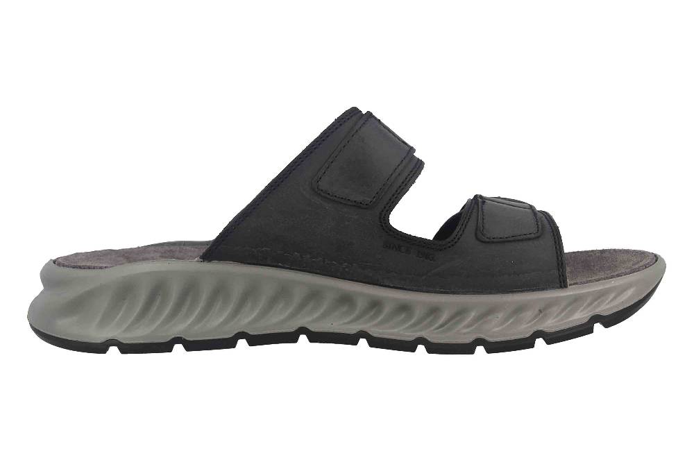 Fretz Men Elias Pantoletten In Übergrößen Schwarz 9611.9505-51 Große Herrenschuhe