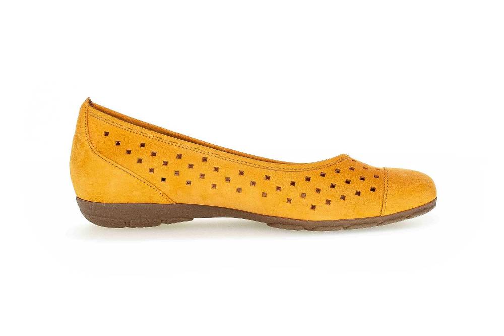 Gabor Ballerinas In Übergrößen Gelb 64.169.13 Große Damenschuhe