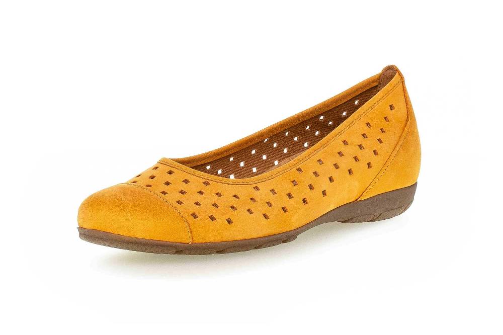 Gabor Ballerinas In Übergrößen Gelb 64.169.13 Große Damenschuhe