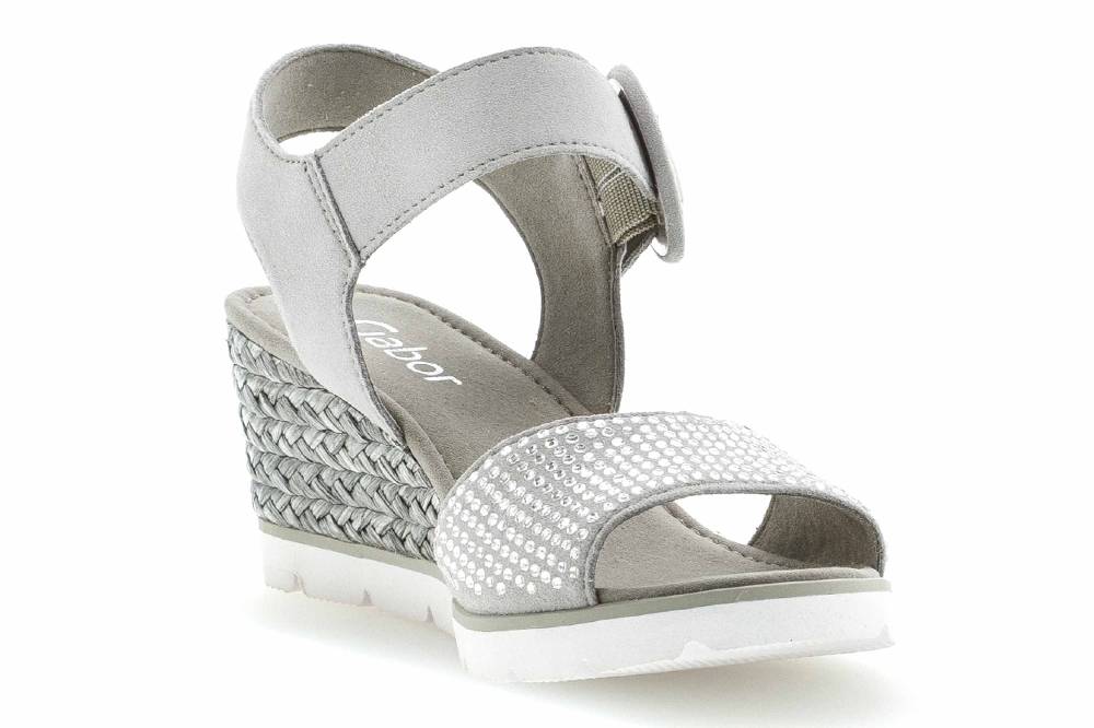 Gabor Basic Sandaletten In Übergrößen Grau 25.754.19 Große Damenschuhe