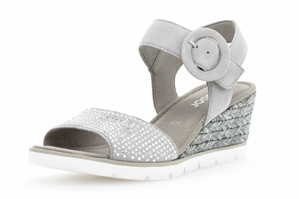 Gabor Basic Sandaletten In Übergrößen Grau 25.754.19 Große Damenschuhe