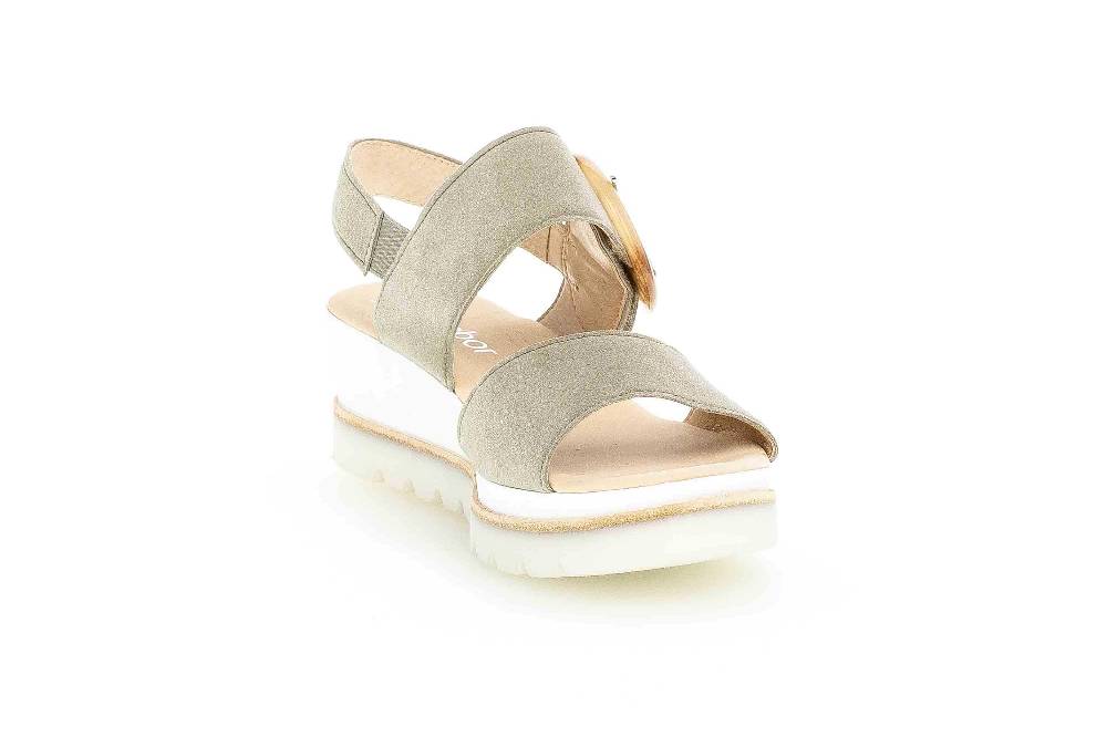 Gabor Casual Sandaletten In Übergrößen Grün 64.645.19 Große Damenschuhe