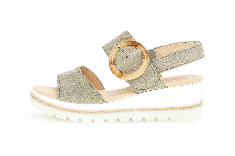 Gabor Casual Sandaletten in Übergrößen Grün 64.645.19 große Damenschuhe