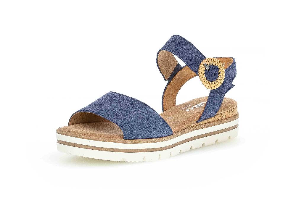 Gabor Comfort Sport Sandaletten In Übergrößen Blau 62.772.26 Große Damenschuhe