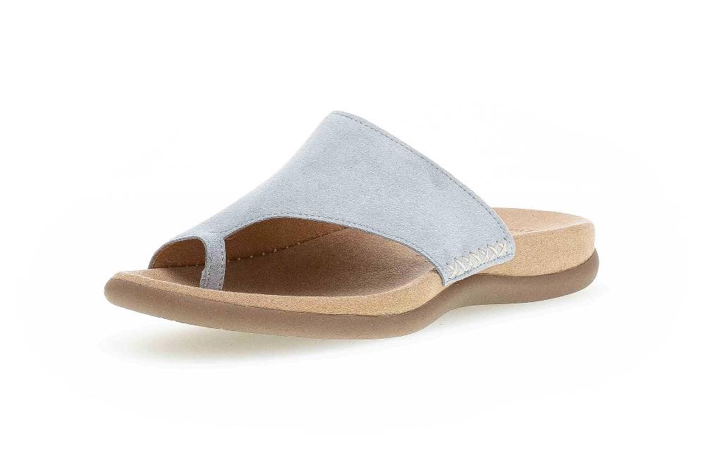 Gabor Sport Pantoletten In Übergrößen Blau 63.700.36 Große Damenschuhe