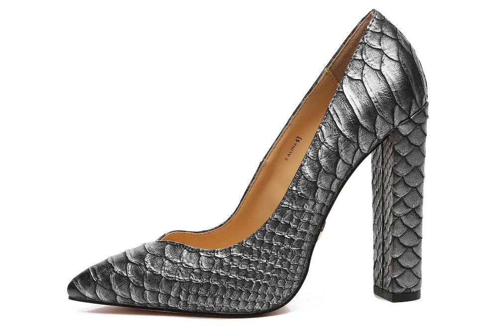 Giaro Pumps In Übergrößen Silber [D2C] ALINA SILVER SNAKE Große Damenschuhe