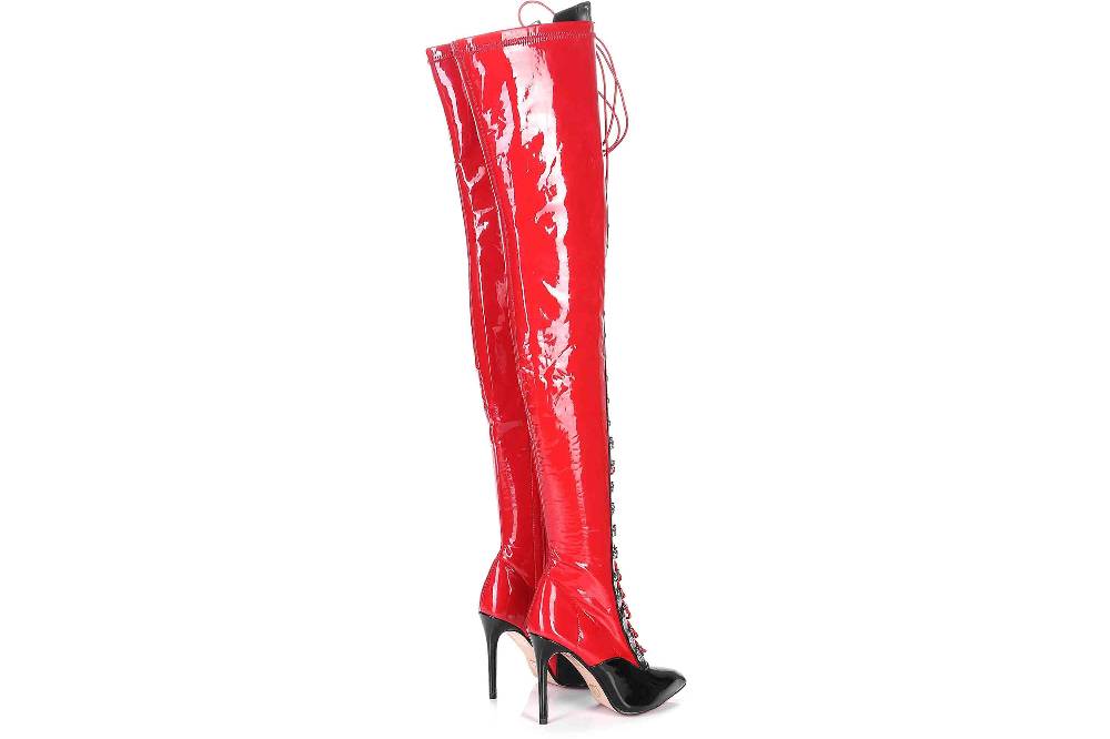 Giaro Stiefel In Übergrößen Rot Veruska Red Black Shiny Große Damenschuhe