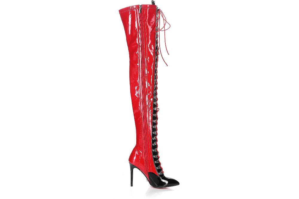 Giaro Stiefel In Übergrößen Rot Veruska Red Black Shiny Große Damenschuhe