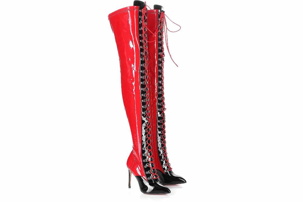 Giaro Stiefel In Übergrößen Rot Veruska Red Black Shiny Große Damenschuhe