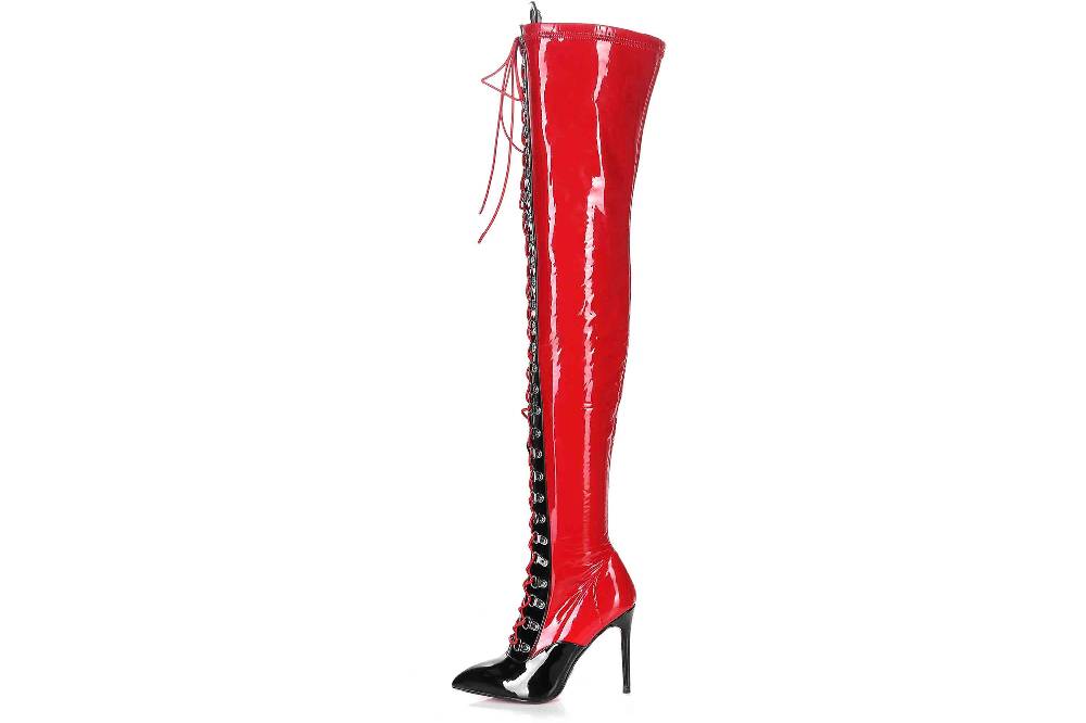Giaro Stiefel in Übergrößen Rot Veruska Red Black Shiny große Damenschuhe