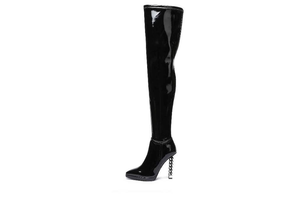 Giaro Stiefel in Übergrößen Schwarz [D2C] ALISSA BLACK SHINY große Damenschuhe