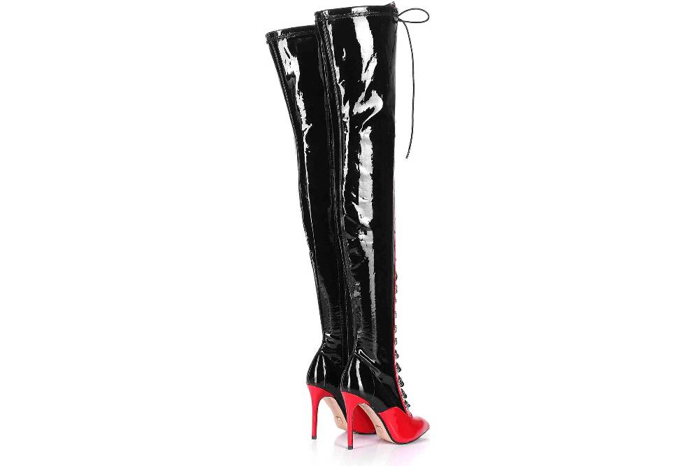 Giaro Stiefel In Übergrößen Schwarz Veruska Black Red Shiny Große Damenschuhe