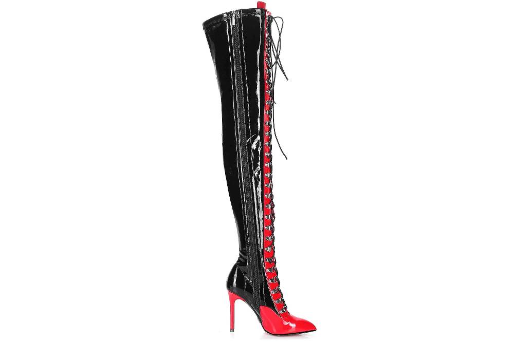 Giaro Stiefel In Übergrößen Schwarz Veruska Black Red Shiny Große Damenschuhe