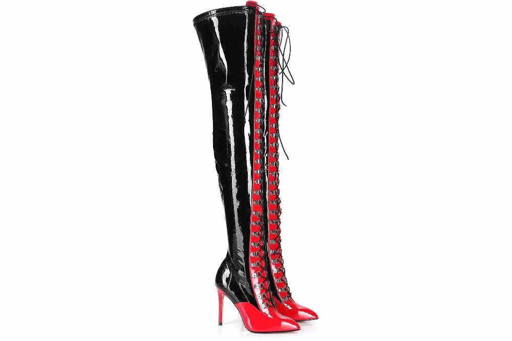 Giaro Stiefel In Übergrößen Schwarz Veruska Black Red Shiny Große Damenschuhe