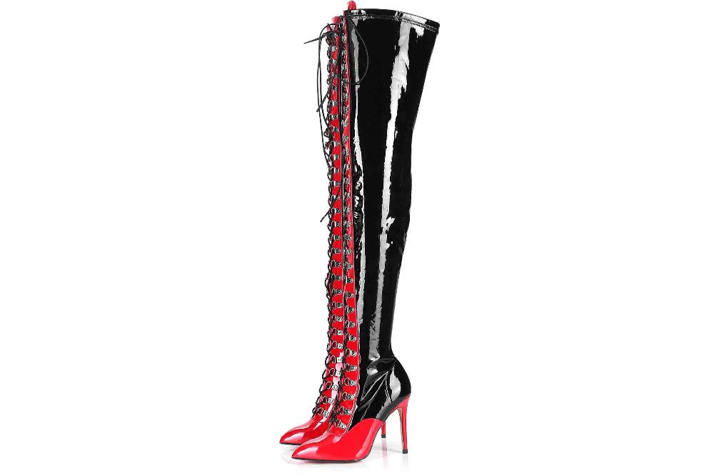 Giaro Stiefel In Übergrößen Schwarz Veruska Black Red Shiny Große Damenschuhe