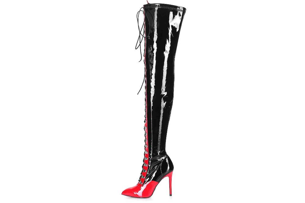Giaro Stiefel In Übergrößen Schwarz Veruska Black Red Shiny Große Damenschuhe