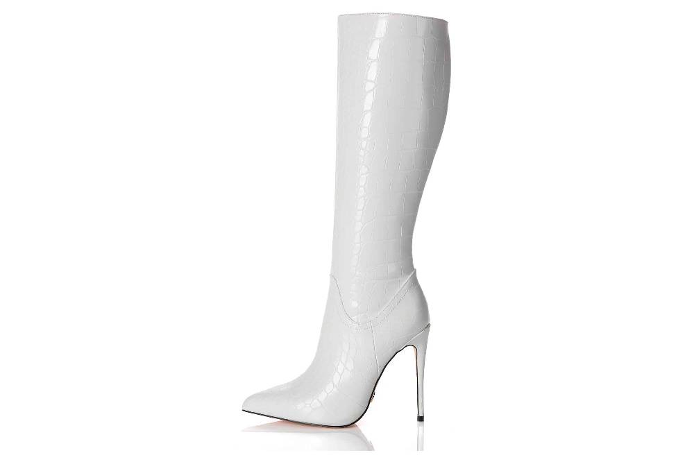 Giaro Stiefel in Übergrößen Weiß [D2C] MILA WHITE CROCK große Damenschuhe