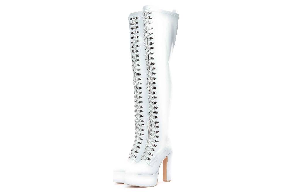 Giaro Stiefel In Übergrößen Weiß [D2C] SECRETZ WHITE SHINY Große Damenschuhe