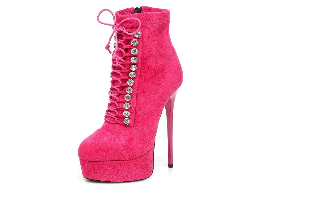 Giaro Stiefeletten in Übergrößen Pink [D2C] DAISIE FUCHSIA VELOUR große Damenschuhe