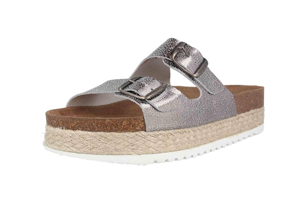 Gosch 76052 Dagmar Pantoletten In Übergrößen Silber GS2516 021 Große Damenschuhe