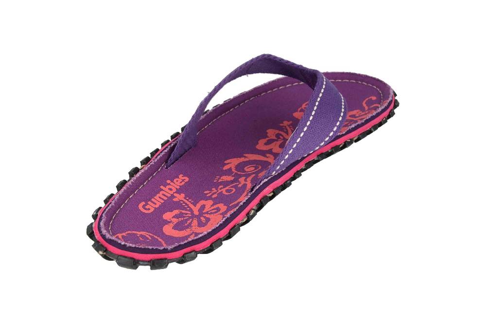 Gumbies Zehentrenner In Übergrößen Violett 2204 Gumbies Islander Purple Hibiscus Große Damenschuhe
