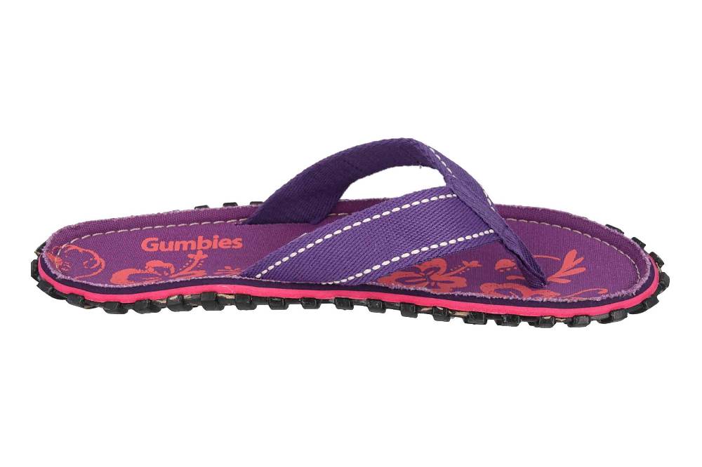 Gumbies Zehentrenner In Übergrößen Violett 2204 Gumbies Islander Purple Hibiscus Große Damenschuhe