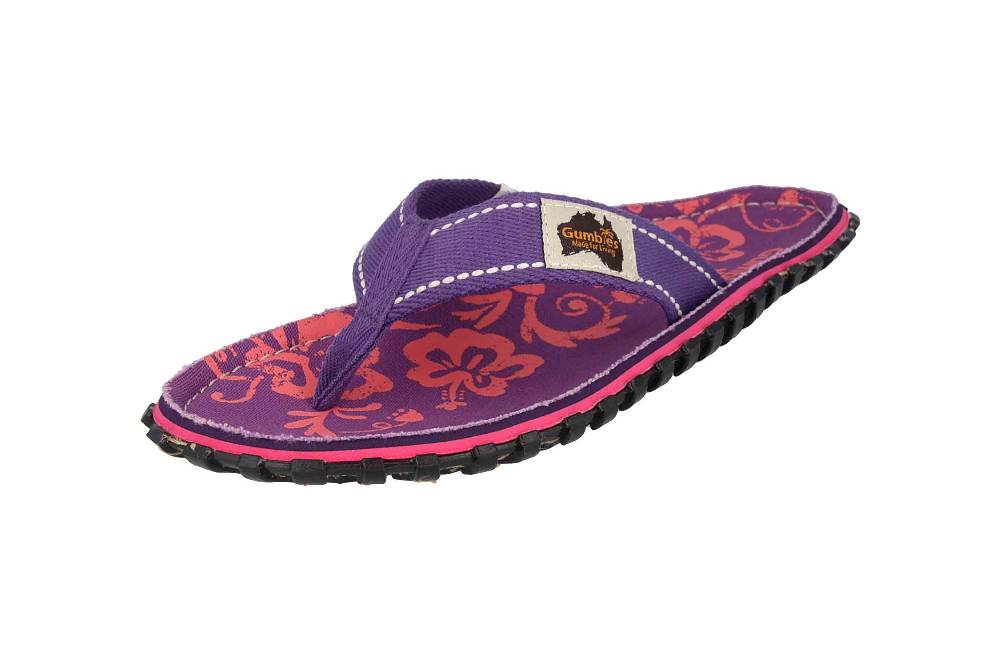 Gumbies Zehentrenner In Übergrößen Violett 2204 Gumbies Islander Purple Hibiscus Große Damenschuhe