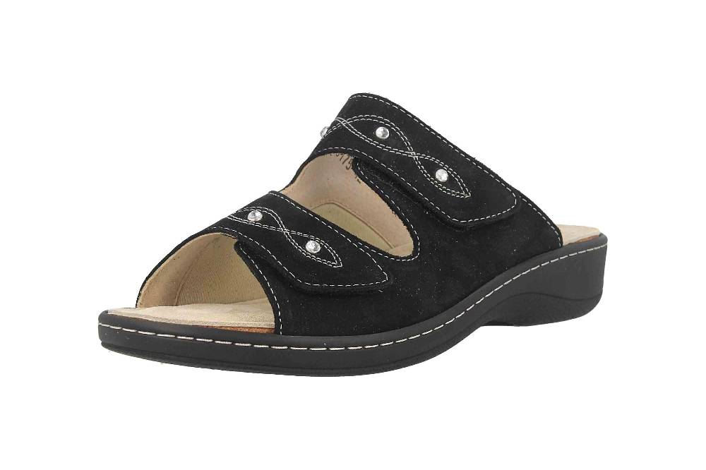 Hickersberger Milano Hallux Pantoletten In Übergrößen Schwarz 6175-9200 Große Damenschuhe