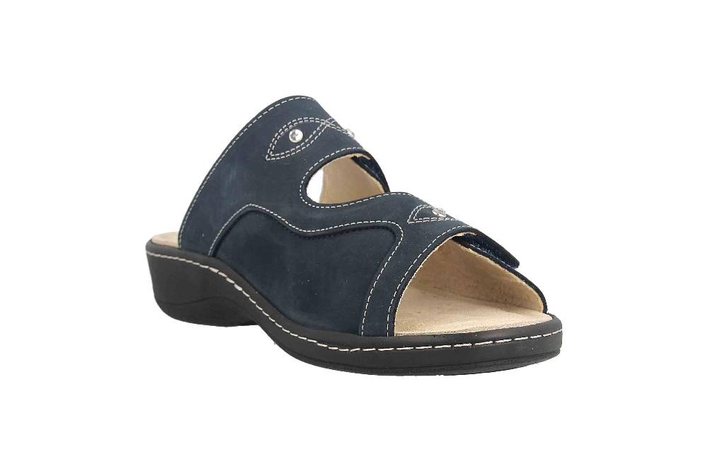 Hickersberger Milano Hallux Pantoletten In Übergrößen Blau 6175-7200 Große Damenschuhe