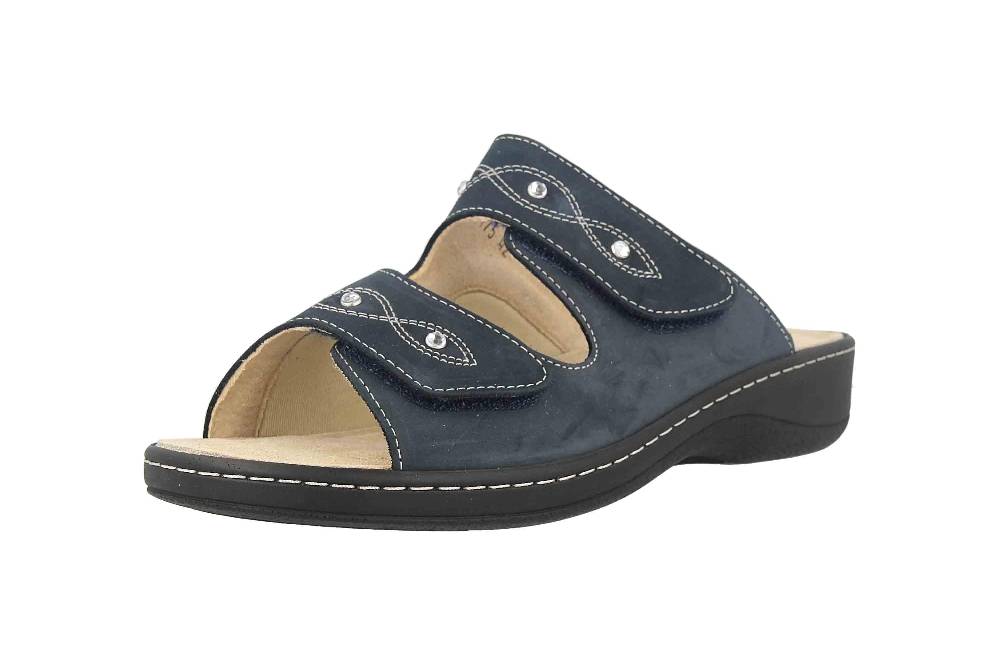Hickersberger Milano Hallux Pantoletten In Übergrößen Blau 6175-7200 Große Damenschuhe