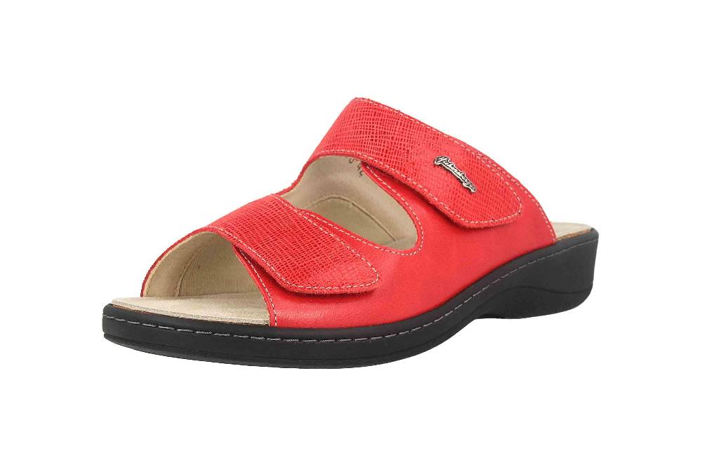 Hickersberger Milano Hallux Pantoletten In Übergrößen Rot 6170-4101 Große Damenschuhe