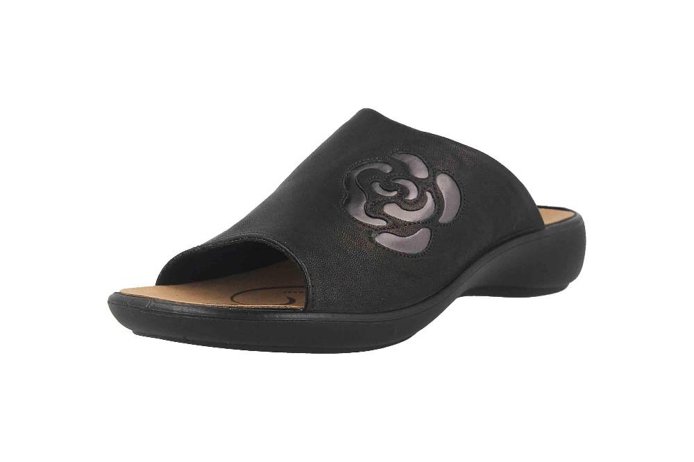 Hickersberger Milano Hallux Pantoletten In Übergrößen Schwarz 6169-9100 Große Damenschuhe