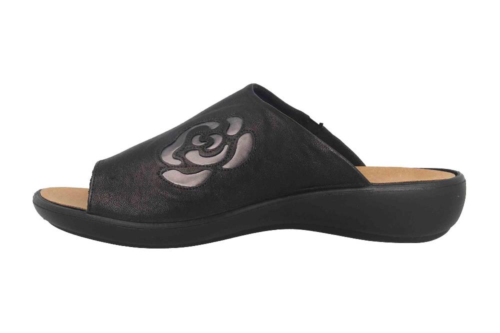 Hickersberger Milano Hallux Pantoletten in Übergrößen Schwarz 6169-9100 große Damenschuhe