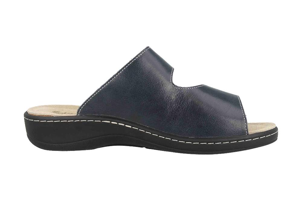 Hickersberger Milano Pantoletten In Übergrößen Blau 6120-7070 Große Damenschuhe