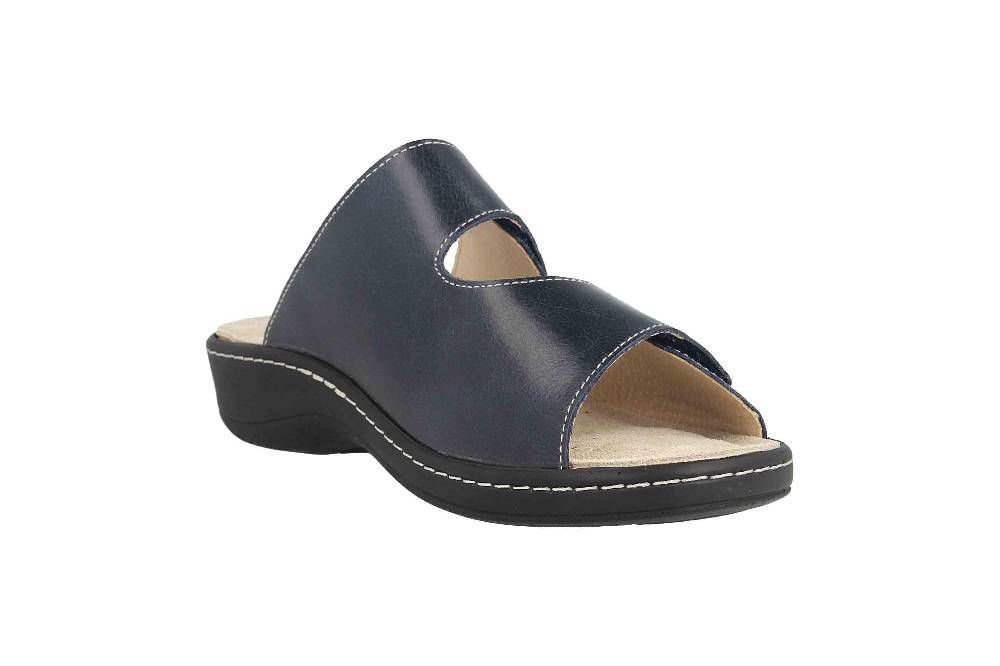 Hickersberger Milano Pantoletten In Übergrößen Blau 6120-7070 Große Damenschuhe