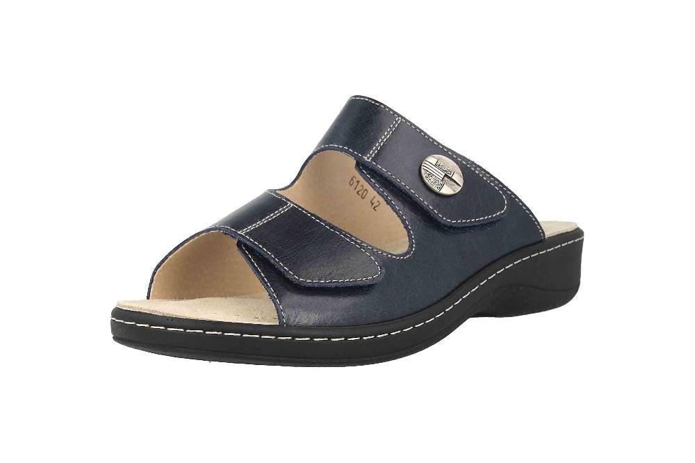 Hickersberger Milano Pantoletten In Übergrößen Blau 6120-7070 Große Damenschuhe