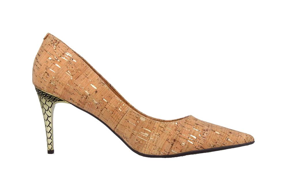 J.Reneé Metallic Fleck Cork Pumps In Übergrößen Natur Maressa Natural Gold Große Damenschuhe