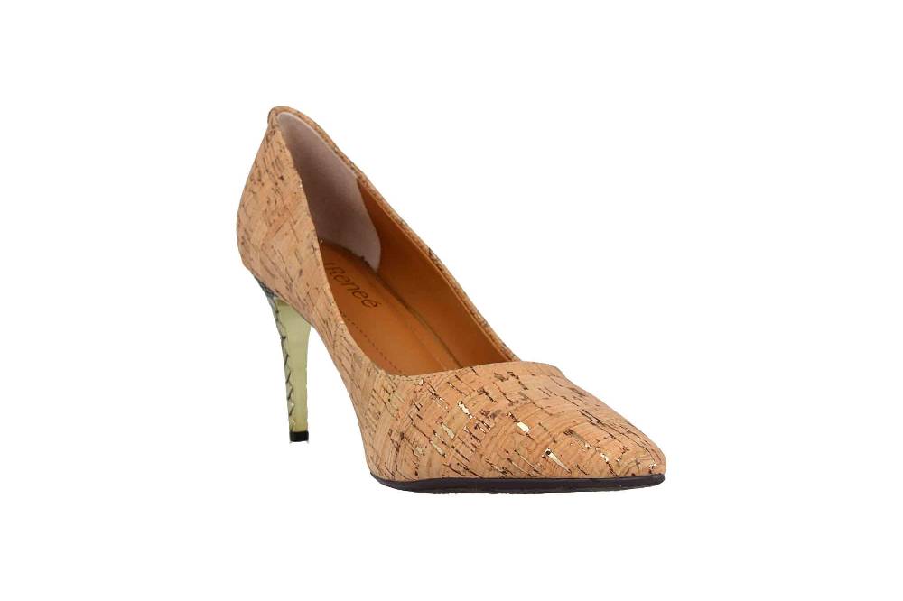 J.Reneé Metallic Fleck Cork Pumps In Übergrößen Natur Maressa Natural Gold Große Damenschuhe