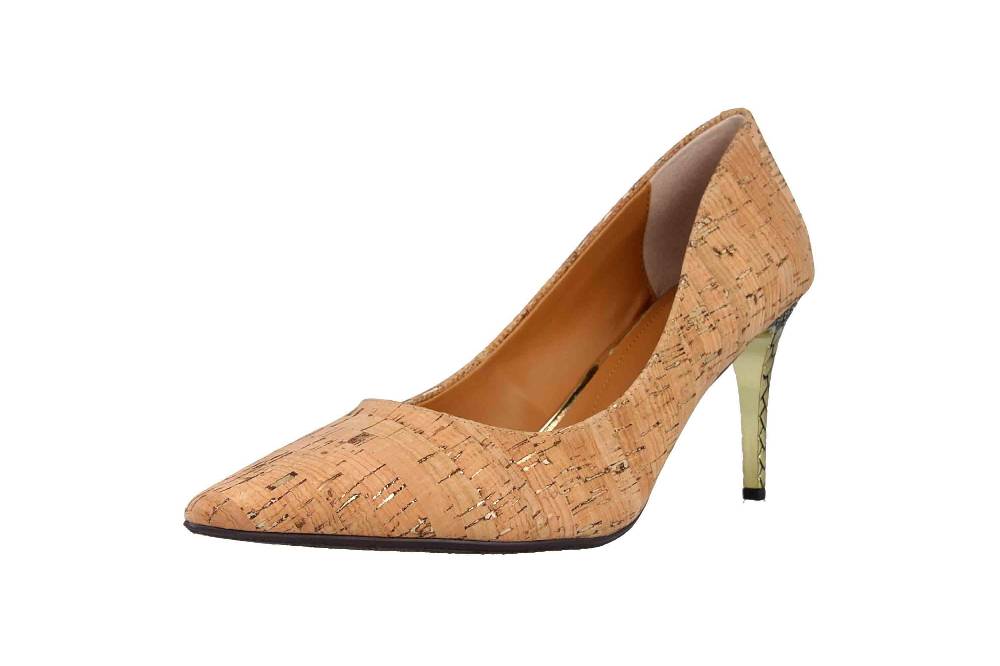 J.Reneé Metallic Fleck Cork Pumps In Übergrößen Natur Maressa Natural Gold Große Damenschuhe