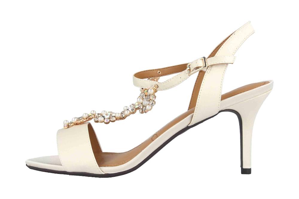 J.Reneé Sandaletten in Übergrößen Elfenbein Michalla Ivory Satin große Damenschuhe