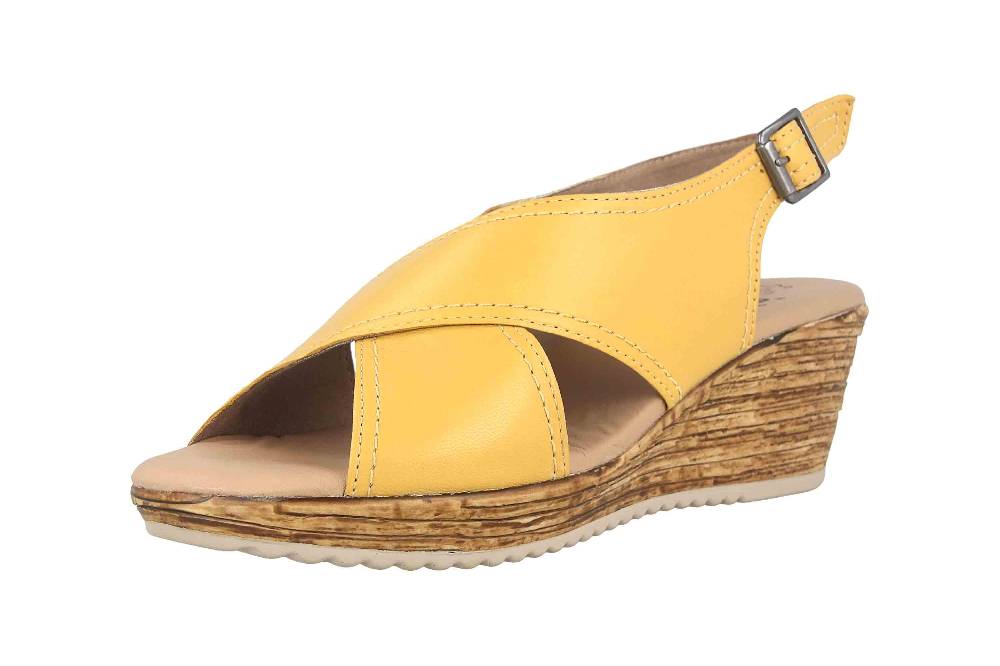 Jana Comfort Leather Sandaletten In Übergrößen Gelb 8-8-28331-34 627 Große Damenschuhe