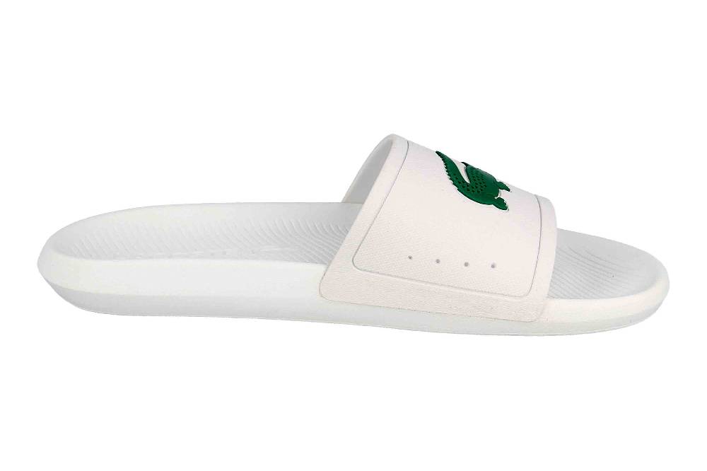 Lacoste CROCO SLIDE 119 Badesandalen In Übergrößen Weiß 37CMA0018082 Große Herrenschuhe