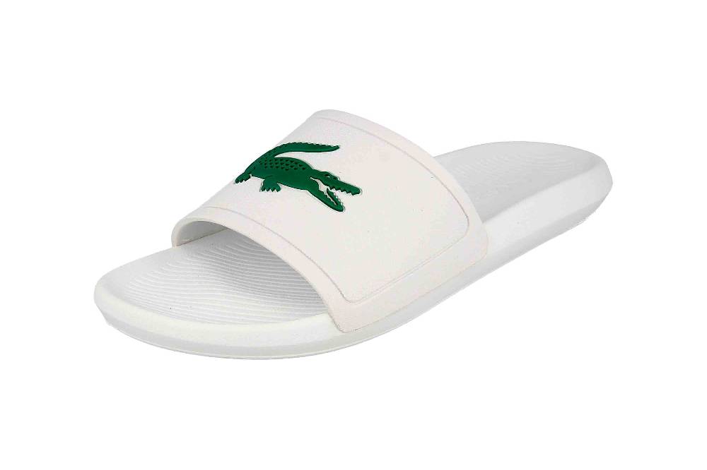 Lacoste CROCO SLIDE 119 Badesandalen In Übergrößen Weiß 37CMA0018082 Große Herrenschuhe