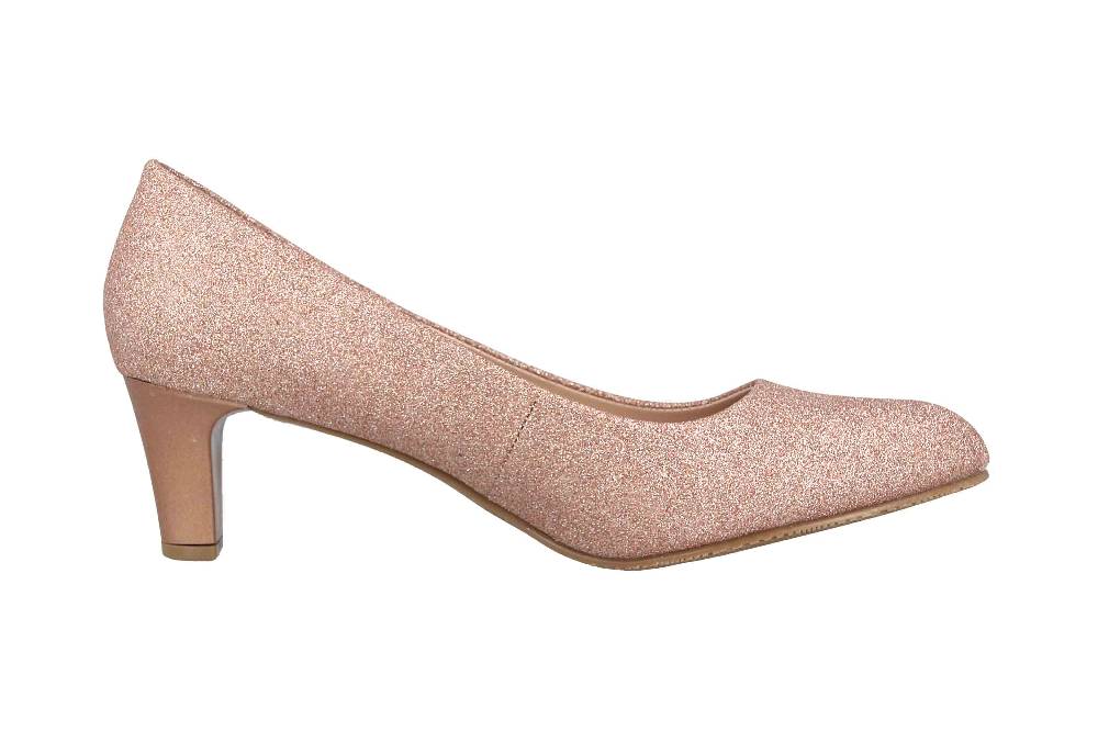 LadyPepp Pumps In Übergrößen Elfenbein 2GY0211501 Champagne Glitter Textile Große Damenschuhe