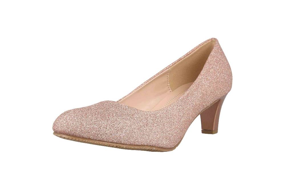 LadyPepp Pumps In Übergrößen Elfenbein 2GY0211501 Champagne Glitter Textile Große Damenschuhe