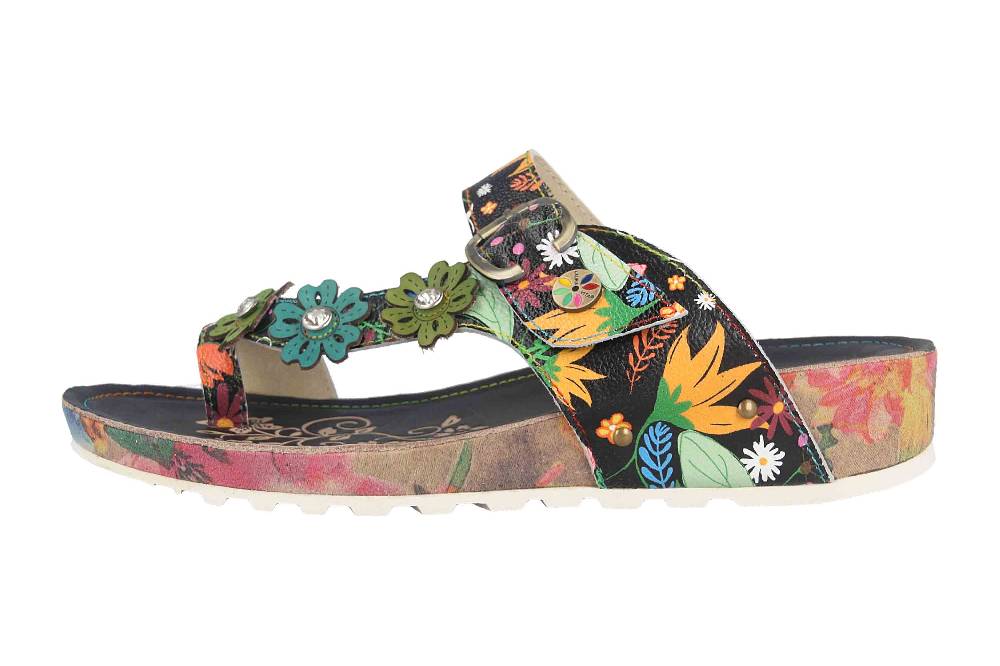 Laura Vita Pantoletten in Übergrößen Mehrfarbig BRCYANO 88 Noir große Damenschuhe