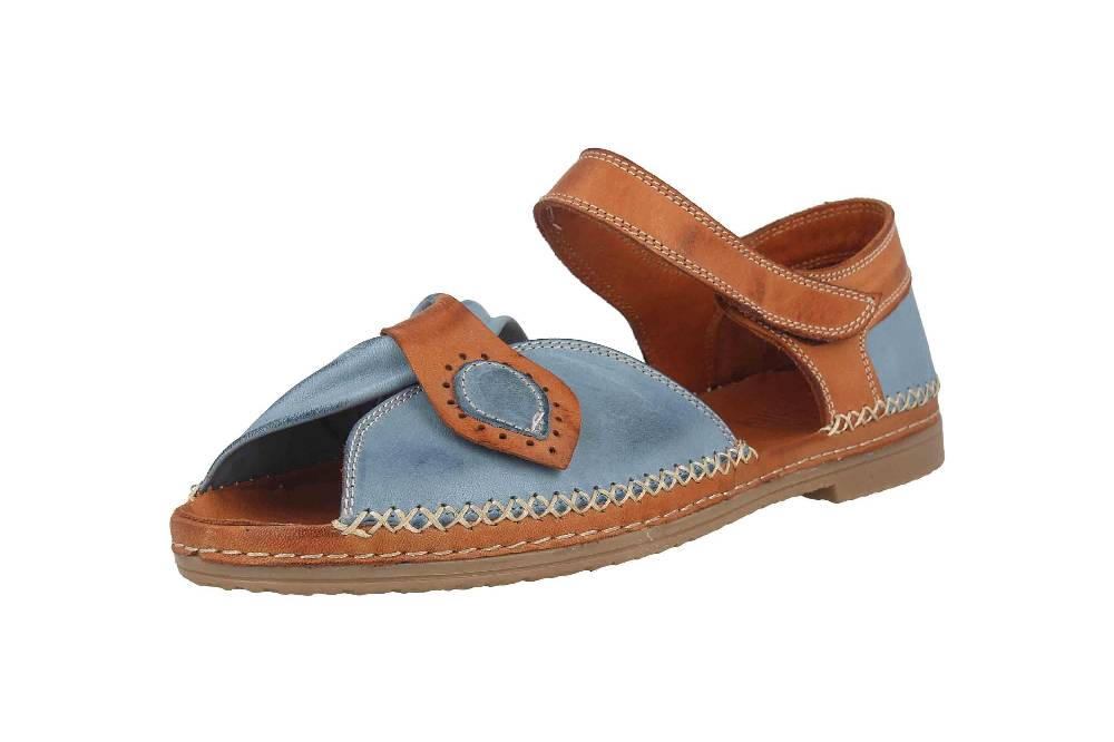 Manitu Sandalen In Übergrößen Blau 910006-51 Große Damenschuhe